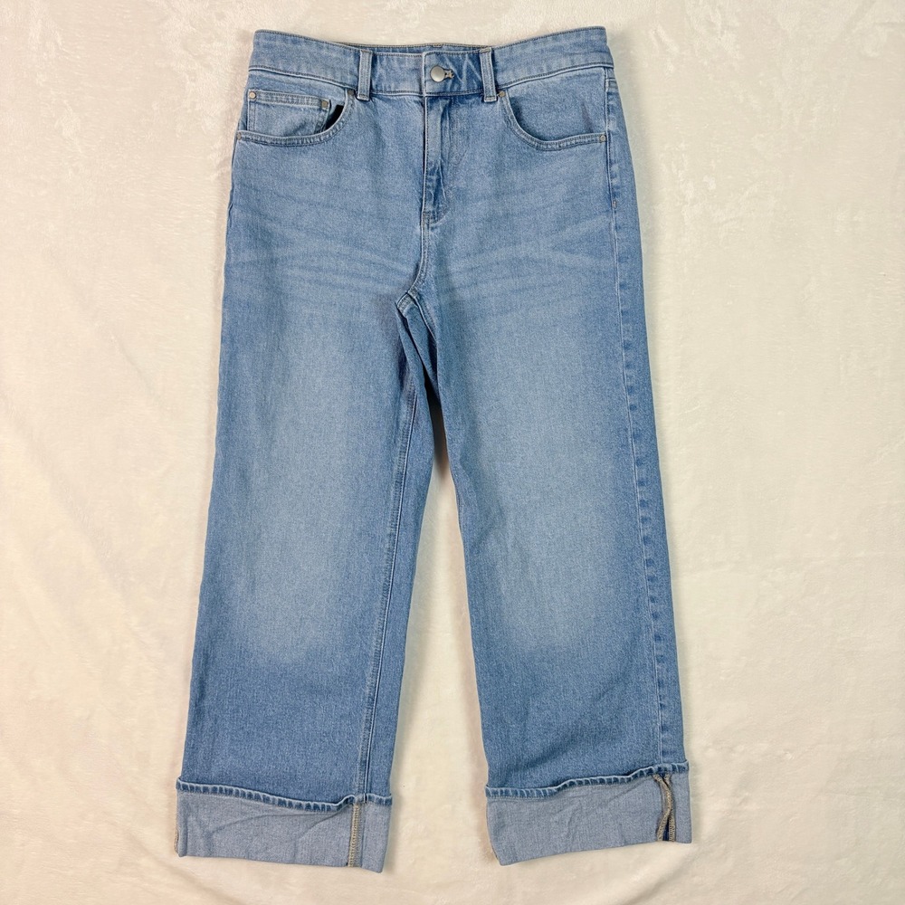 Talbots Straight Ankle Cuff Jean Womens 6 Light Blue Excellent Mccarren Wash